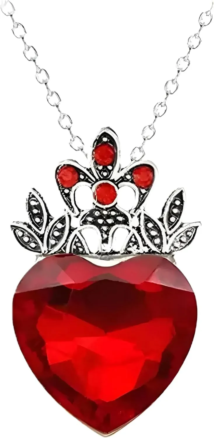 Gemstone Necklaces Red Heart Necklace Tiara Descendants Red Heart Crown Jewelry Set of Hearts-A91