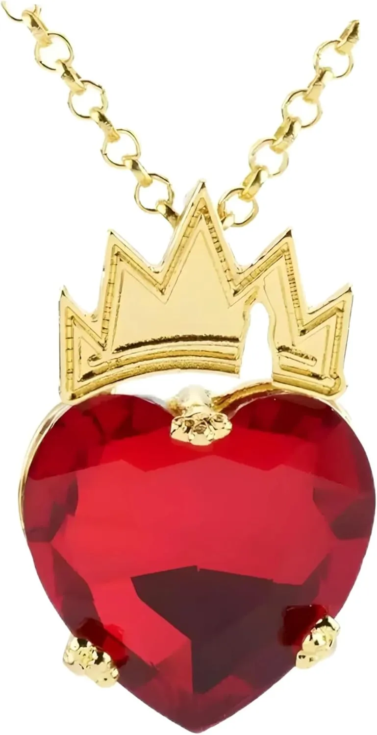 Gemstone Necklaces Red Heart Necklace Tiara Descendants Red Heart Crown Jewelry Set of Hearts-A91