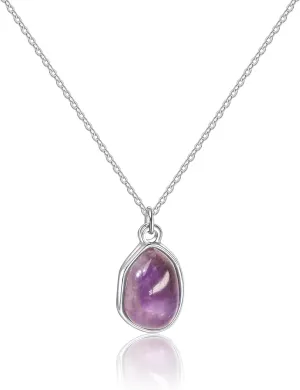 Gemstone Pendant Necklace, Crystal Necklace Teardrop Pendant Necklace Stone Bezel Pendant Necklace Stainless Steel Adjustable Length 16   2 inch Jewelry Gifts for Women