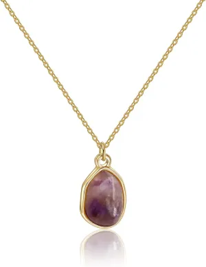 Gemstone Pendant Necklace, Crystal Necklace Teardrop Pendant Necklace Stone Bezel Pendant Necklace Stainless Steel Adjustable Length 16   2 inch Jewelry Gifts for Women
