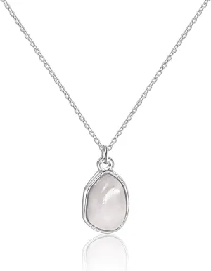 Gemstone Pendant Necklace, Crystal Necklace Teardrop Pendant Necklace Stone Bezel Pendant Necklace Stainless Steel Adjustable Length 16   2 inch Jewelry Gifts for Women