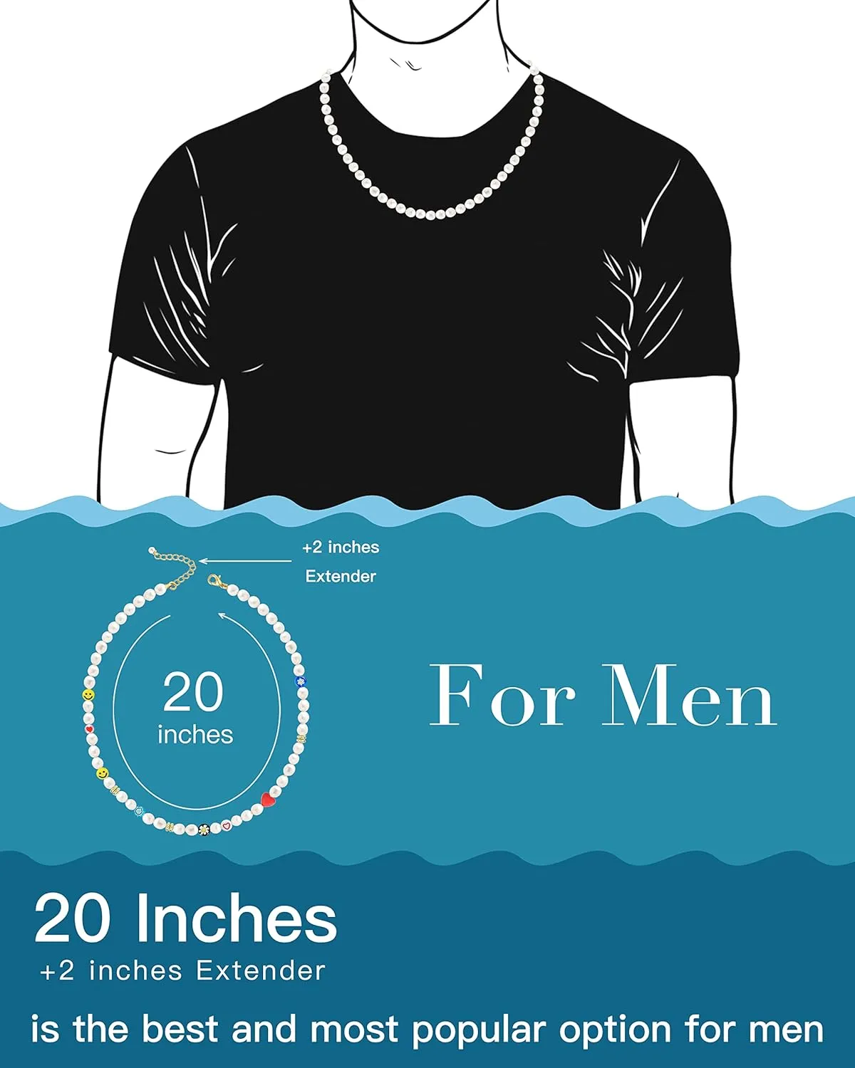 Genuine Pearl Necklace for Teen Girls/Women/Men, 16 Inches Choker/ 20 Inches Necklace, Unique Jewelry Gifts