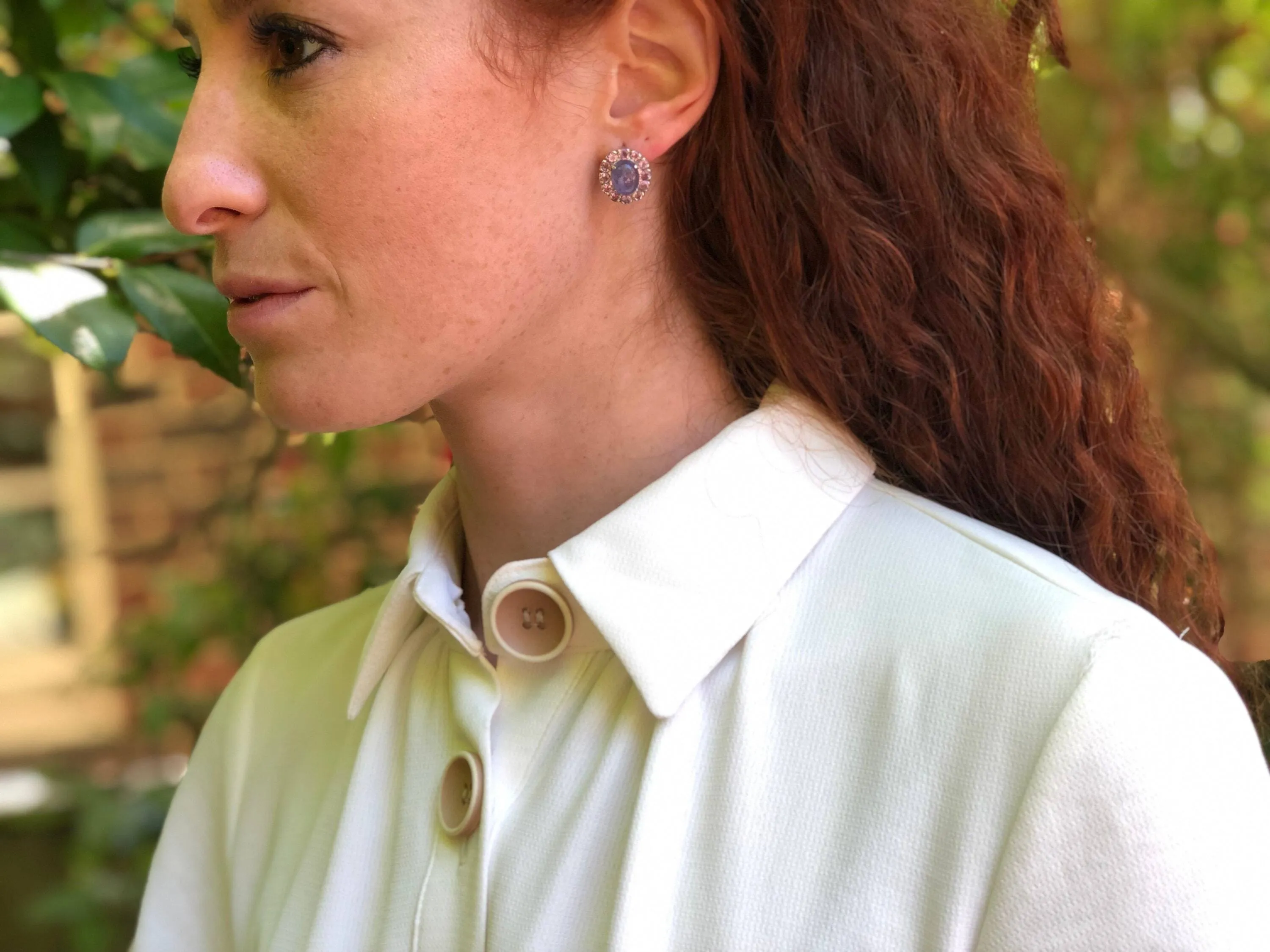 Genuine Tanzanite Earrings - Blue Flower Earrings - Large Floral Studs