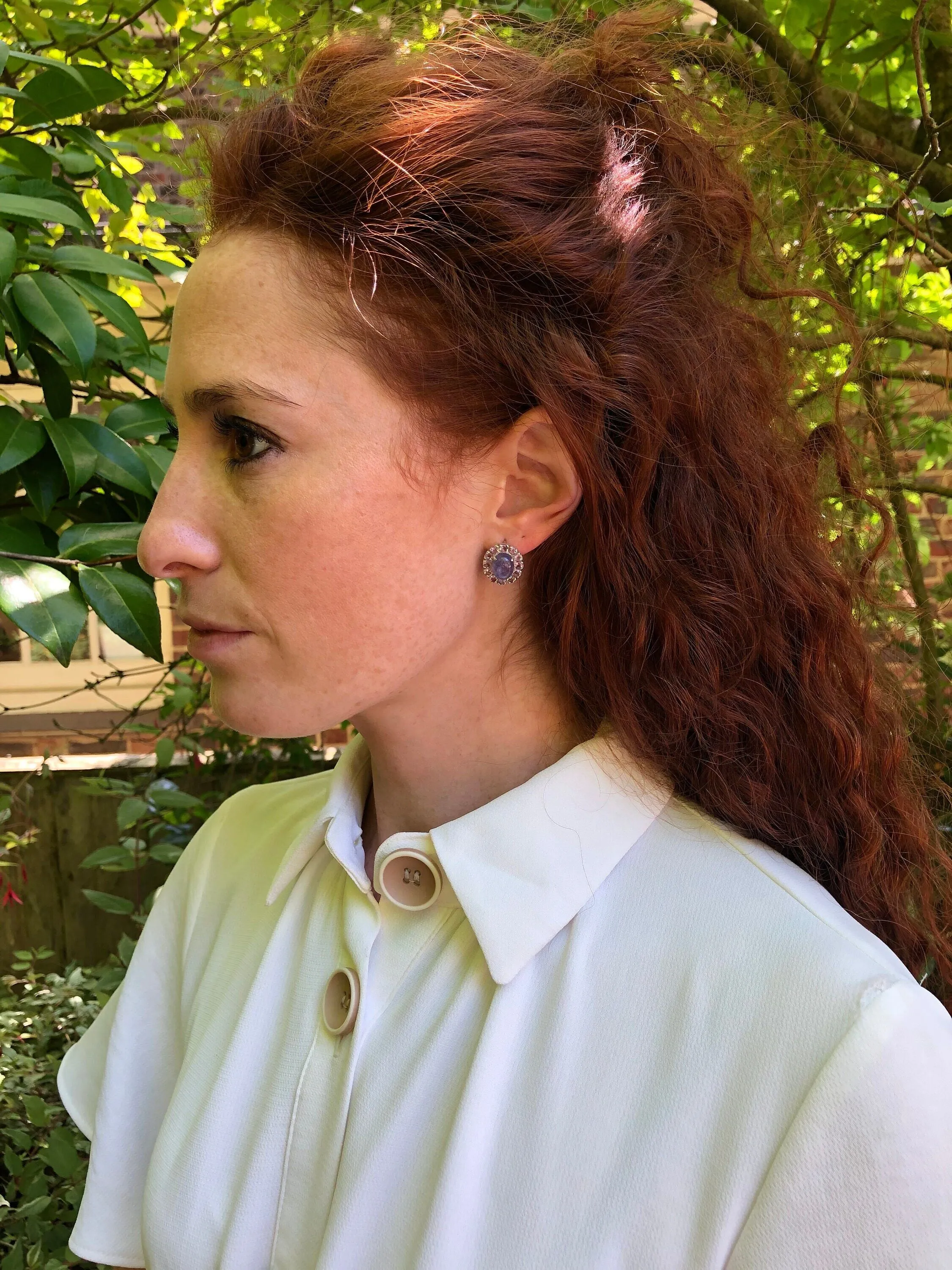 Genuine Tanzanite Earrings - Blue Flower Earrings - Large Floral Studs