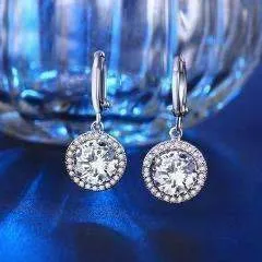 Glorious Halo 2.4CTW Swiss CZ Drop Hoop Earrings for Women