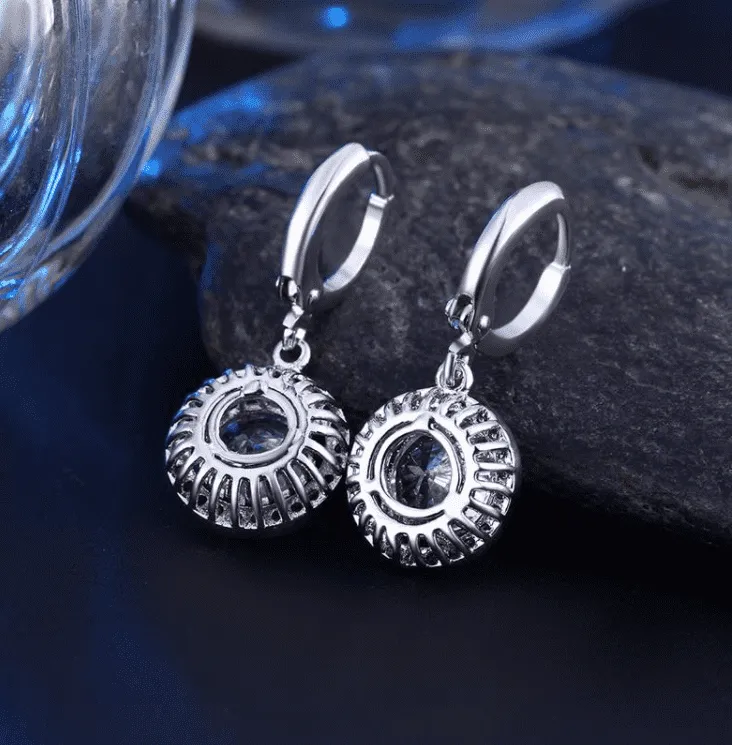 Glorious Halo 2.4CTW Swiss CZ Drop Hoop Earrings for Women