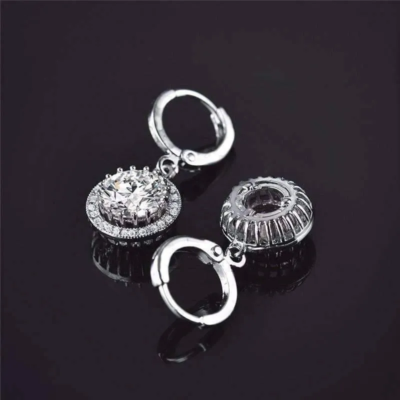 Glorious Halo 2.4CTW Swiss CZ Drop Hoop Earrings for Women