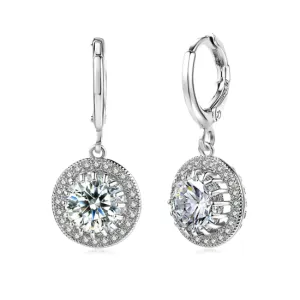Glorious Halo 2.4CTW Swiss CZ Drop Hoop Earrings for Women