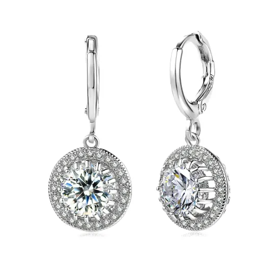 Glorious Halo 2.4CTW Swiss CZ Drop Hoop Earrings for Women