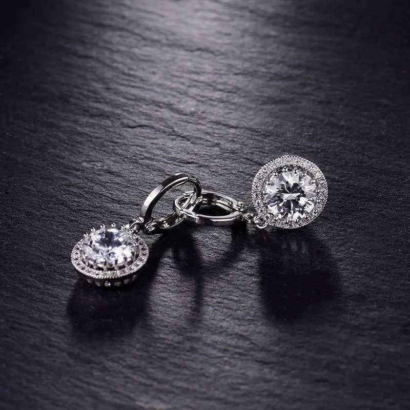 Glorious Halo 2.4CTW Swiss CZ Drop Hoop Earrings for Women