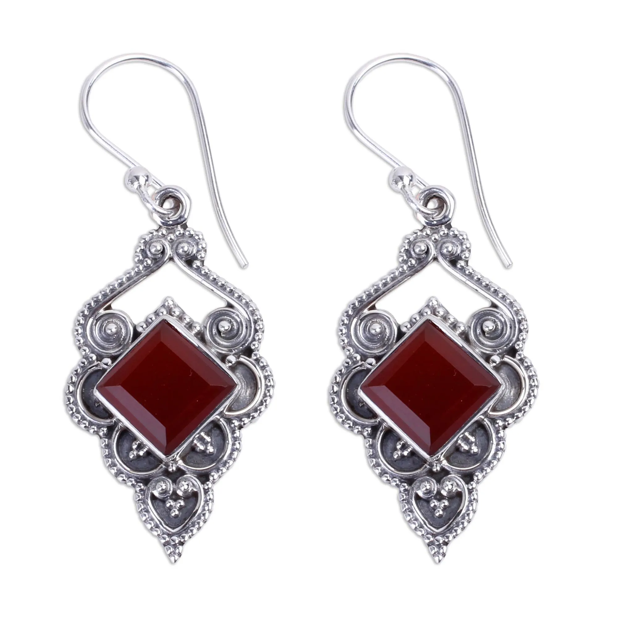 Glorious Orange Carnelian Silver Earrings