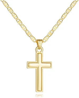 Gold Cross Necklace 14K Gold Cross Necklaces for Women Chain Pendant Delicate Sensible Mariner Chain Dainty Gold Necklaces