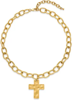 Gold Cross Necklaces For Women Trendy Chunky Link Chain Necklaces Fashion Cross Pendant Necklace Gold Choker Necklace Jewelry Gift