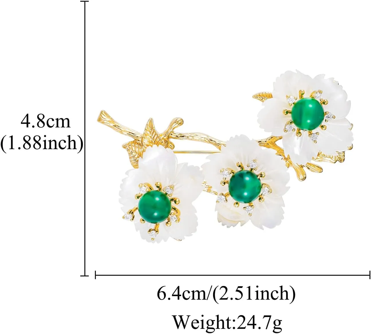 Gold Floral Series Pearl Shells Flower Brooches for Women