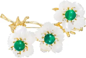 Gold Floral Series Pearl Shells Flower Brooches for Women