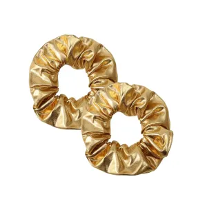 Gold Hair Scrunchies Elastic Hair Bands for Girls, Women Hair Accessories. Hair Accessories Hair Ties for Women's Hair Elastics Bands Ponytail.(FJ78-Gold E)