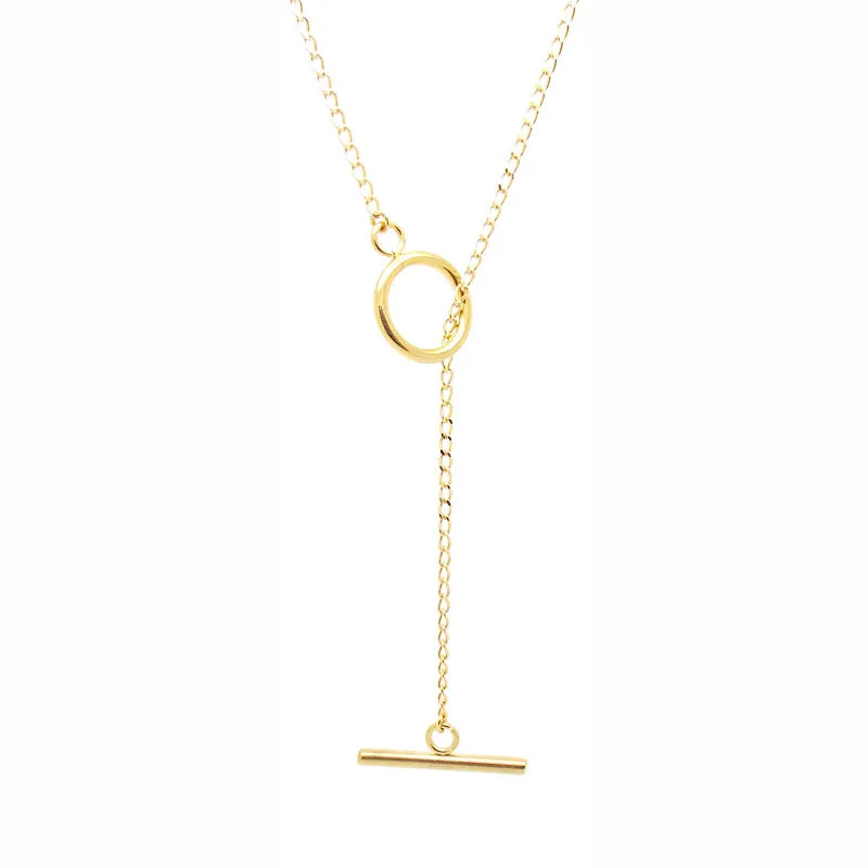 Gold lariat necklace
