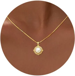 Gold Necklace for Women Trendy, 14k Gold Conch Shell Starfish Pendant Necklace Dainty Pearl Necklace for Women Charm Necklaces Summer Beach Jewelry Gifts for Woman