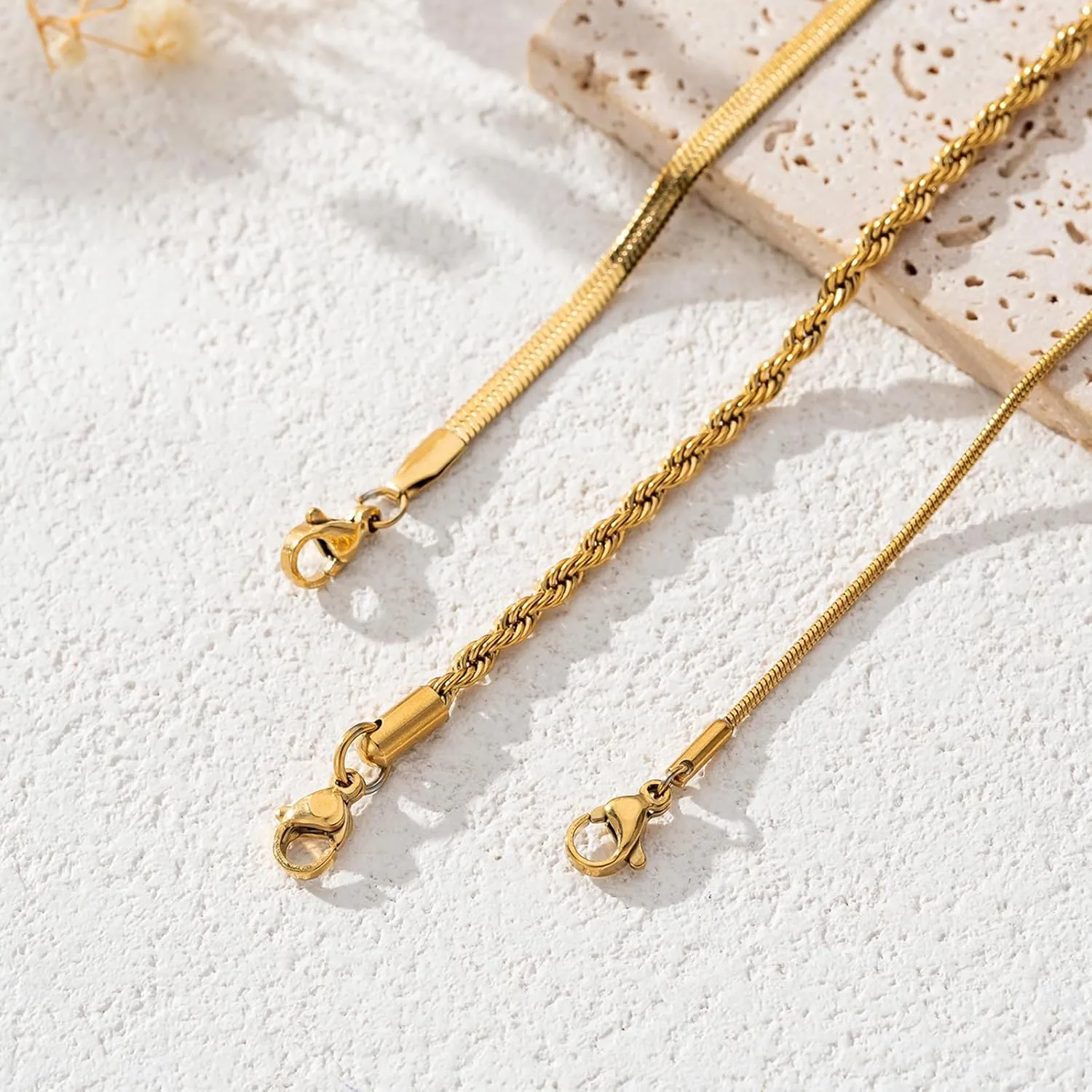 Gold Necklaces for Women, Dainty Herringbone Choker Necklace for Women 18K Gold Layered Chunky Snake Chain Necklaces Jewelry Gifts