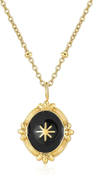 Gold Pendant Necklace for Women, Dainty Vintage 14K Gold Plated Heart Pearl Opal Necklaces Jewelry for Her