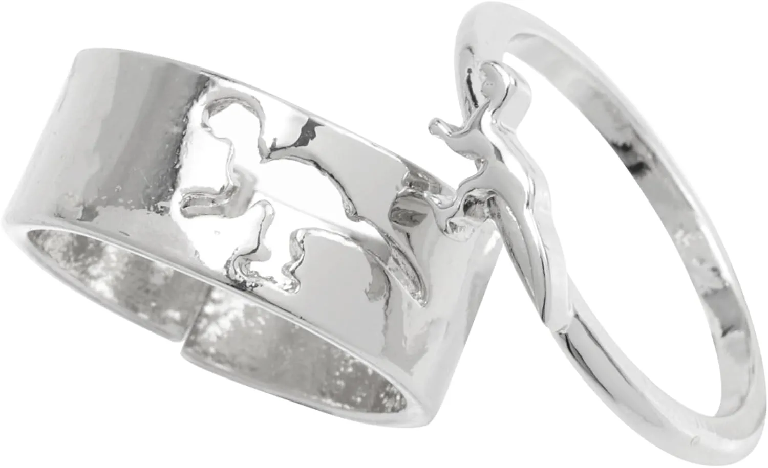 Gold Plated Dinosaur Band Ring Set for Couples Matching Engagement Rings for Women