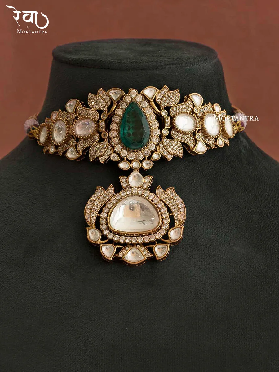 Gold Plated Moissanite Necklace Set - MO-S26