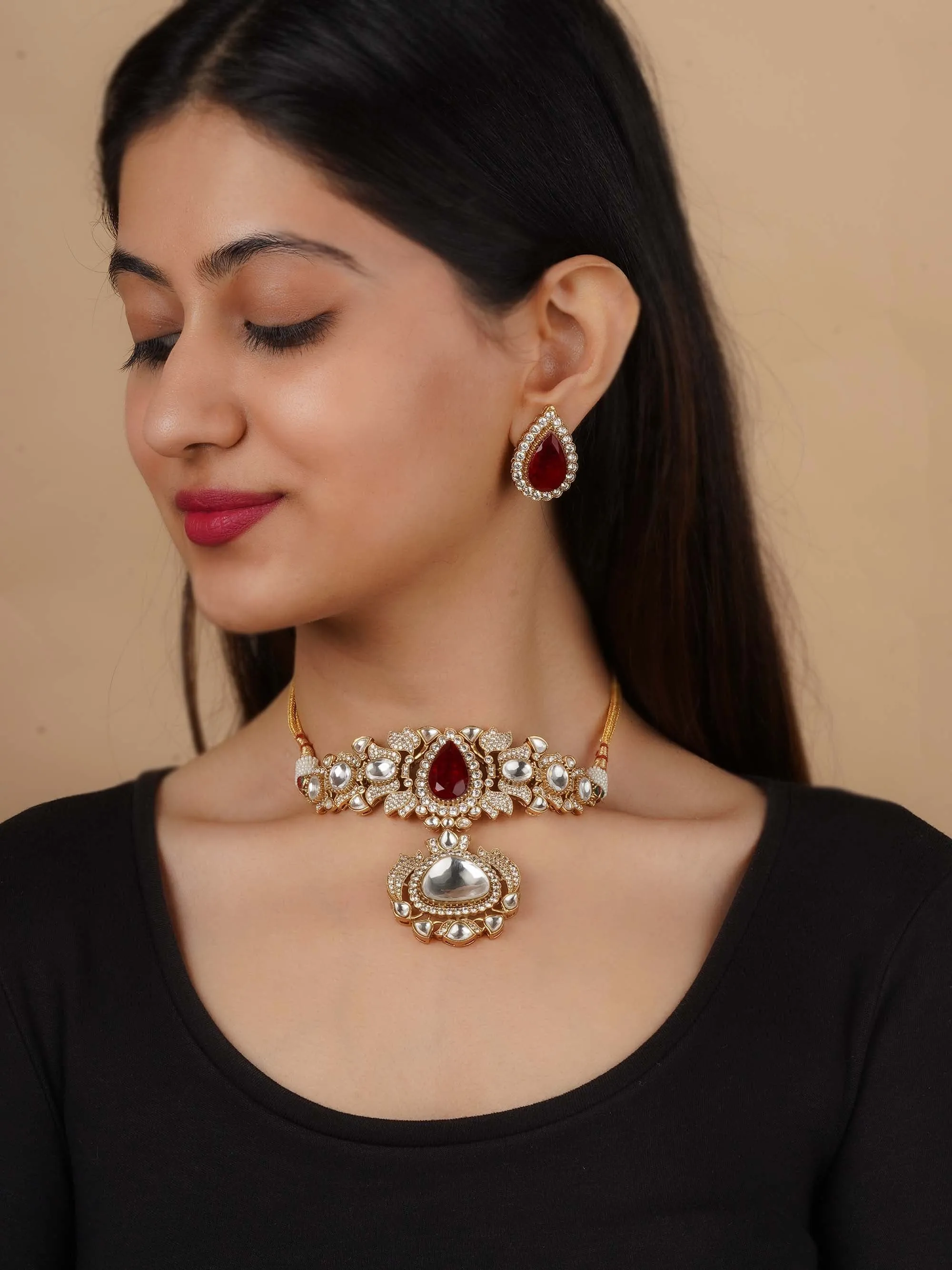 Gold Plated Moissanite Necklace Set - MO-S26