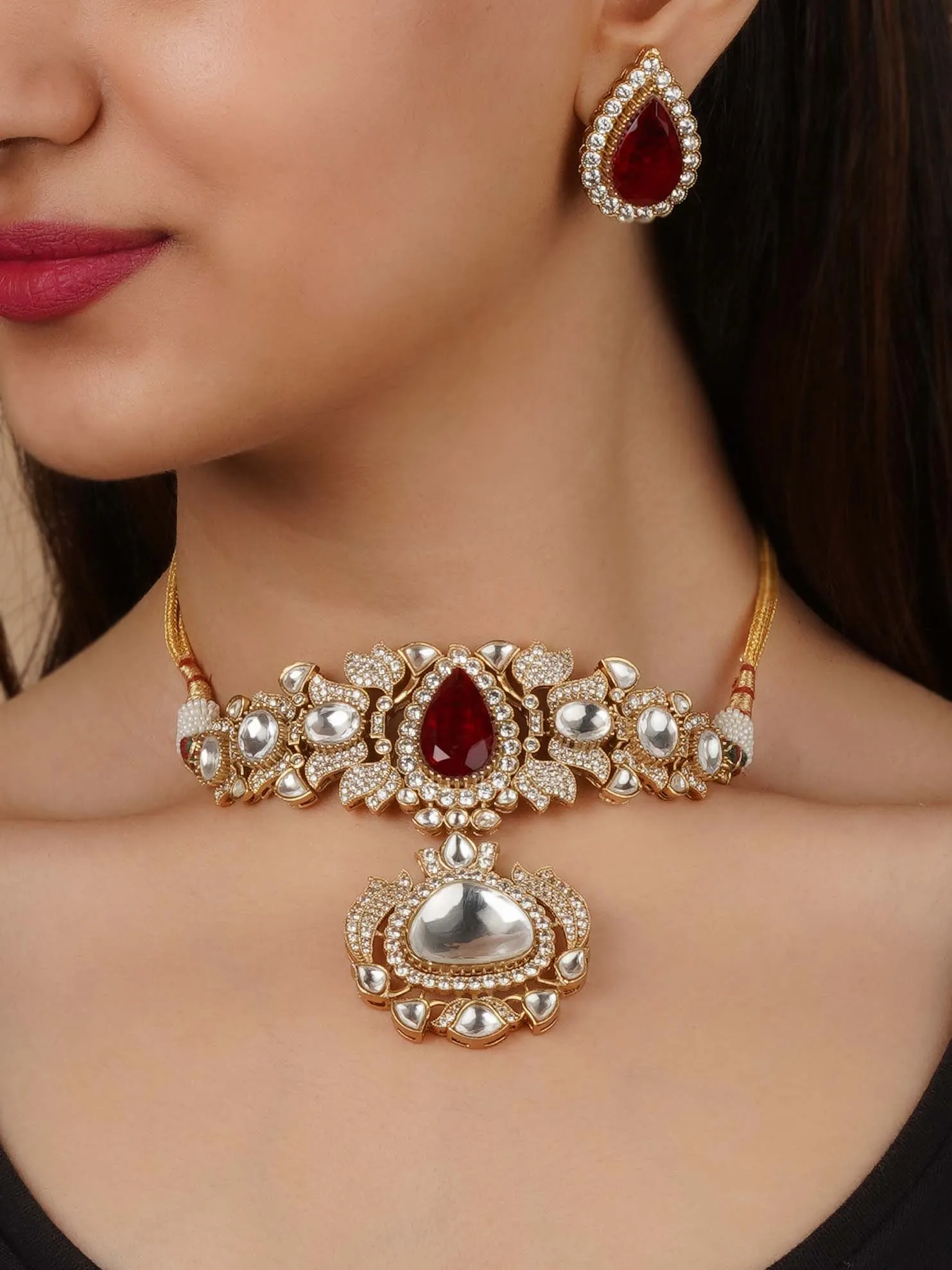 Gold Plated Moissanite Necklace Set - MO-S26