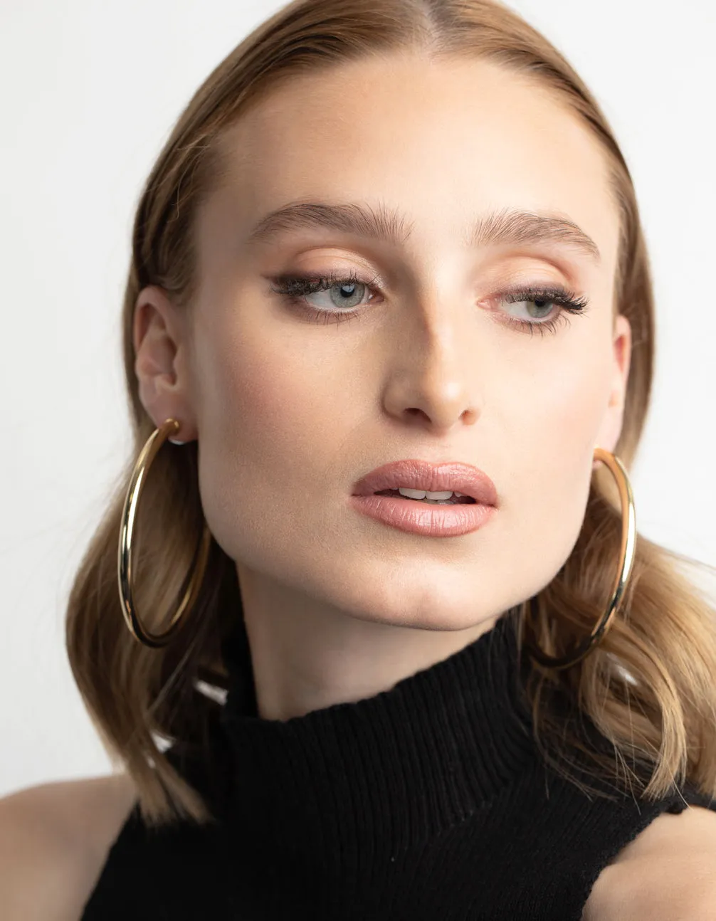 Gold Plated Smooth Hoop Earrings