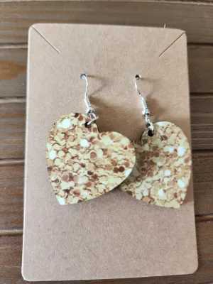 Gold sparkle effect heart earrings