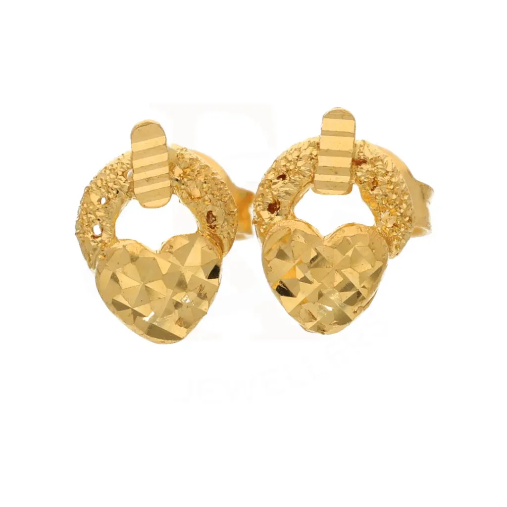 Gold Unique Heart Design Earrings 21KT - FKJERN21KM8476