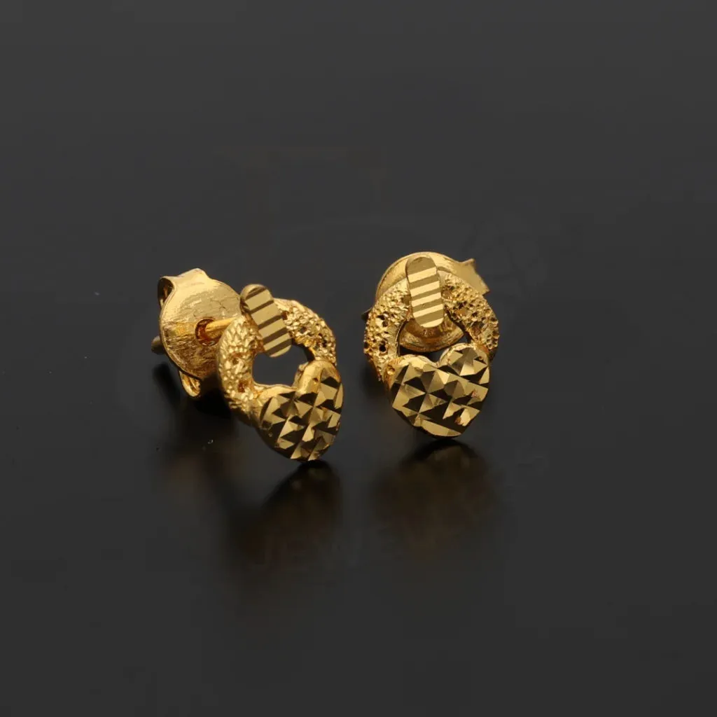 Gold Unique Heart Design Earrings 21KT - FKJERN21KM8476