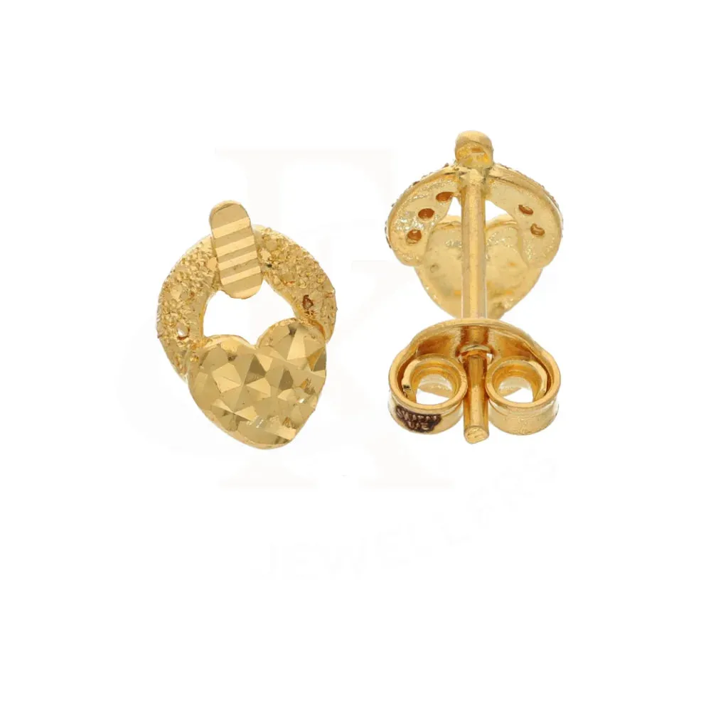Gold Unique Heart Design Earrings 21KT - FKJERN21KM8476