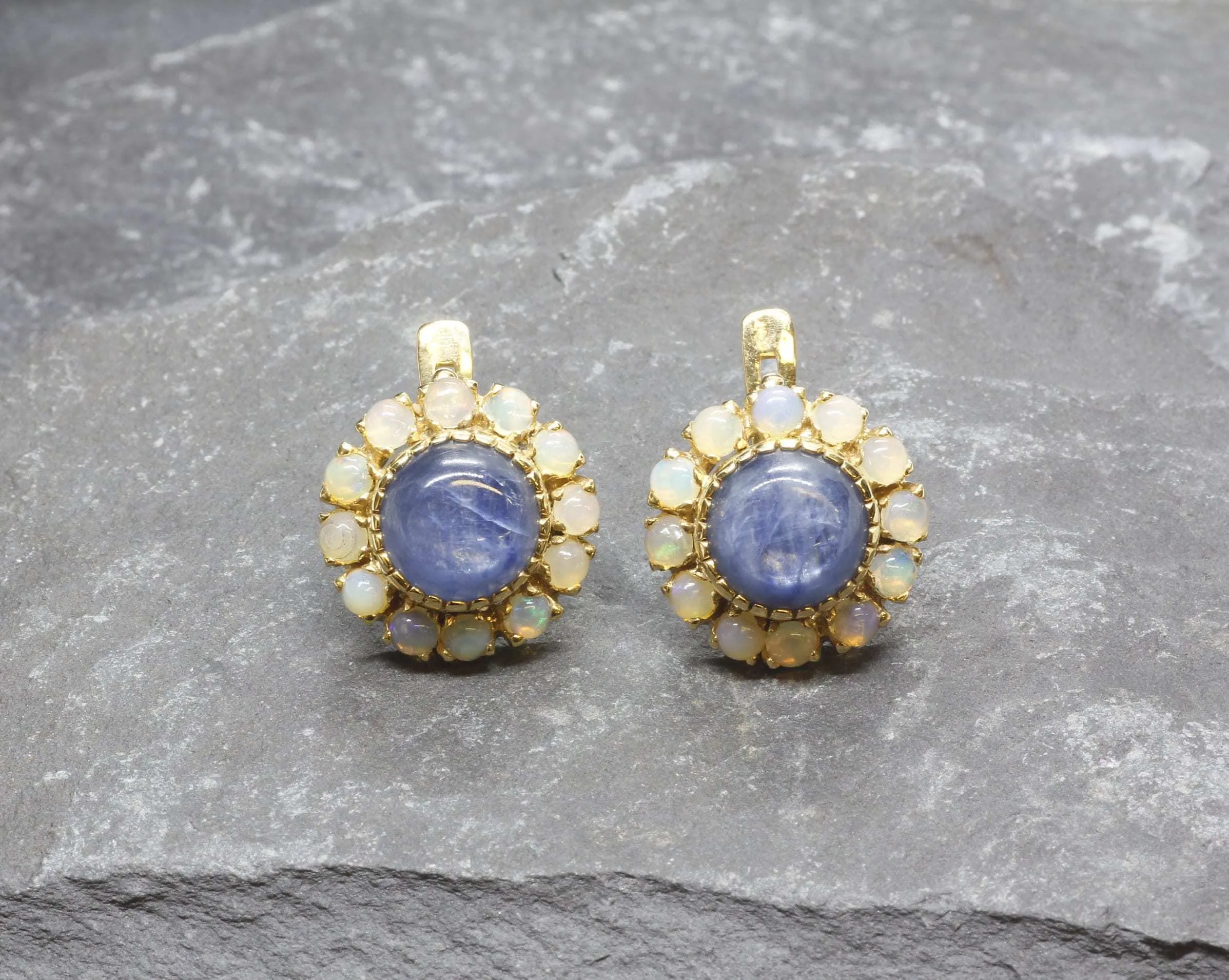 Gold Victorian Earrings - Natural Kyanite Earrings, Fire Opal Earrings