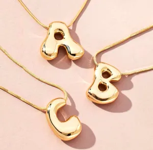 Golden Color Stainless Steel Initial Necklace
