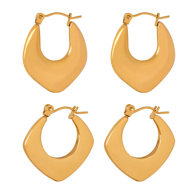 Golden Geometric Earrings - Stylish Titanium Design for Women