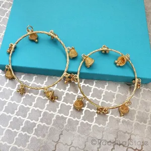 Golden Jhumka - Bells And Chum Chums- Large Deity-Bangles Set of 2