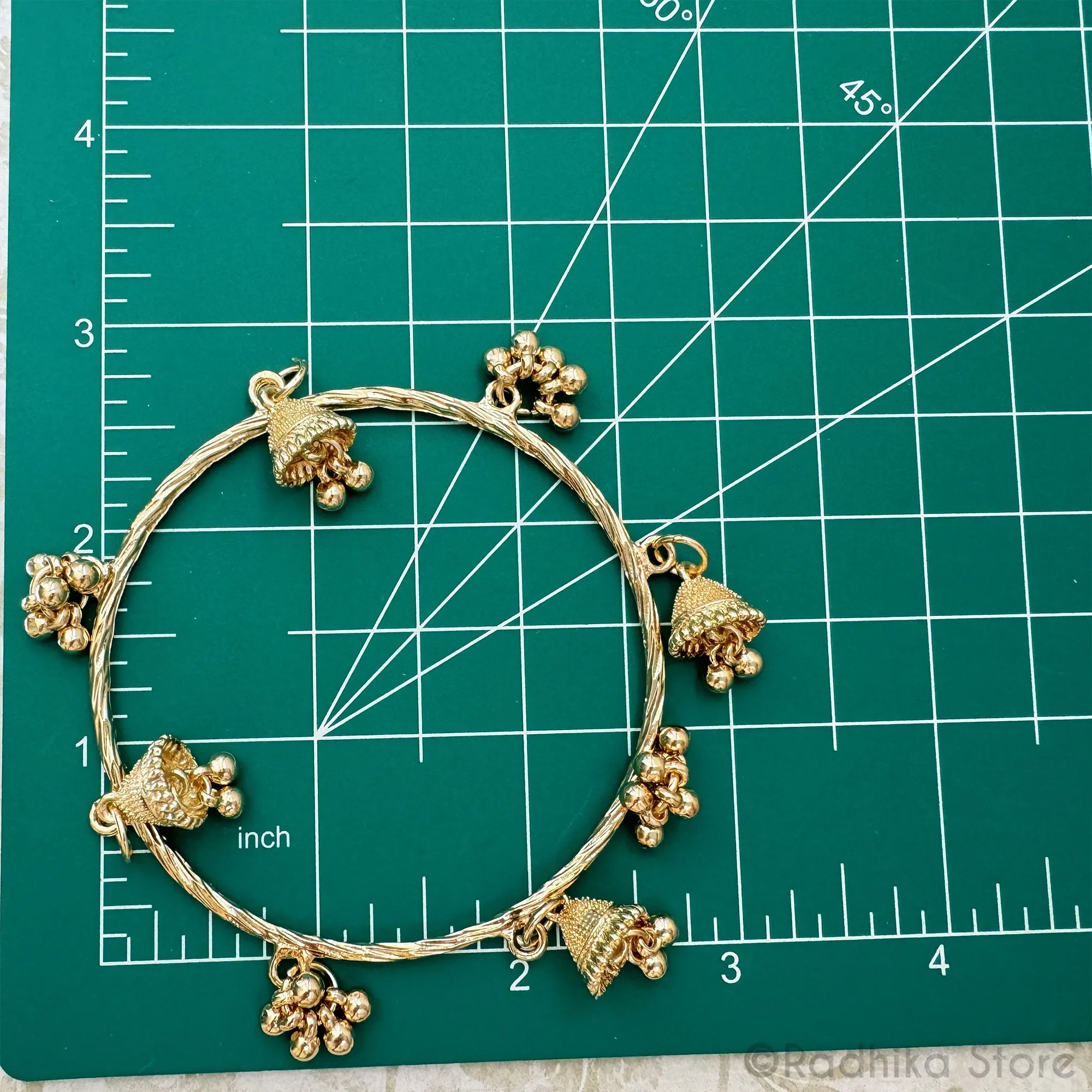 Golden Jhumka - Bells And Chum Chums- Large Deity-Bangles Set of 2