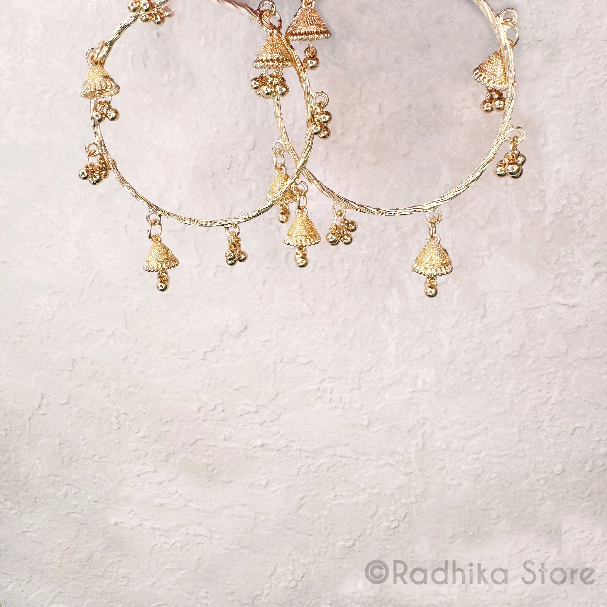Golden Jhumka - Bells And Chum Chums- Large Deity-Bangles Set of 2