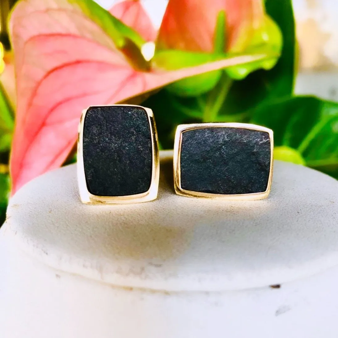 Golden Rectangle Black jade ring. SIZE 10.5