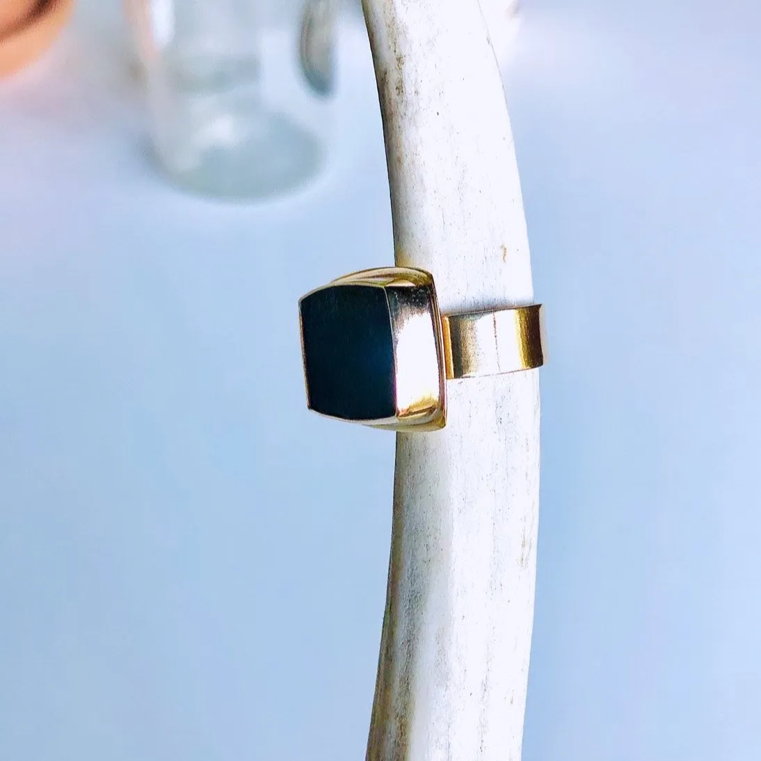 Golden Rectangle Black jade ring. SIZE 10.5