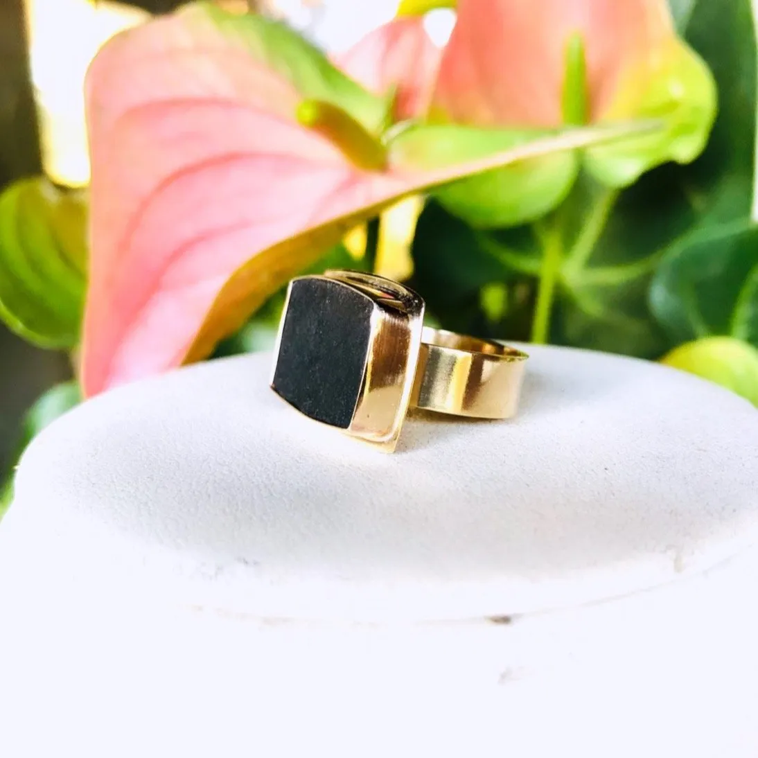 Golden Rectangle Black jade ring. SIZE 10.5