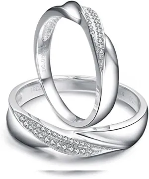 GOWE his and Hers Wedding Rings Pair 18K Real Solid White Gold Engagement Couples Rings Set 0.12ct H/SI