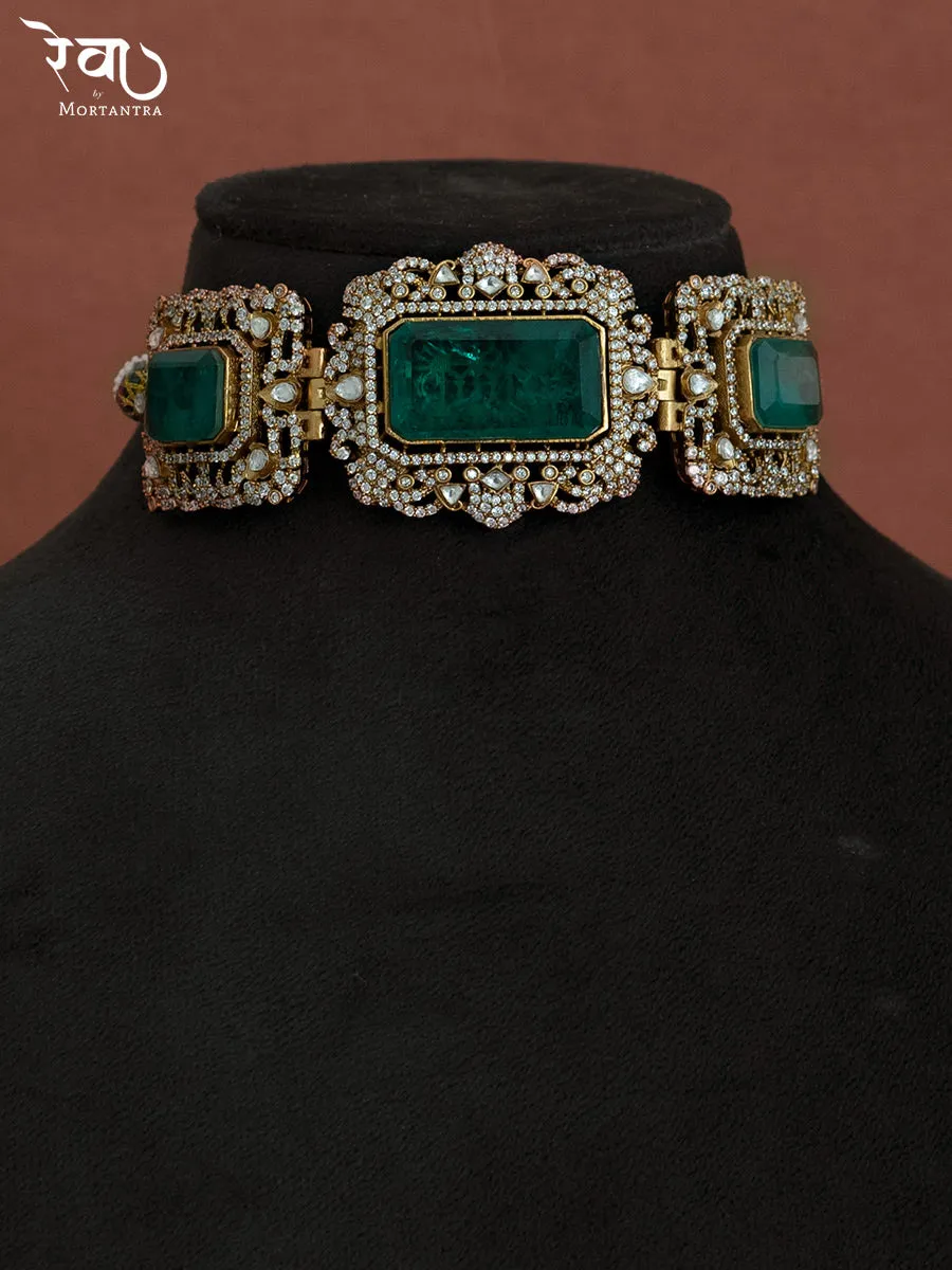 Green Color Moissanite Necklace Set - MO-S30WGR