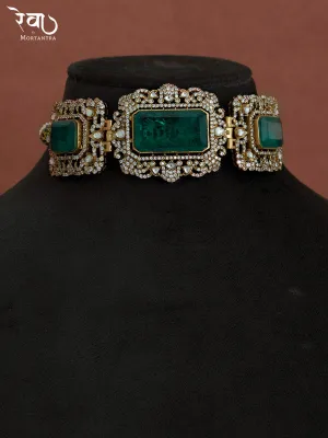 Green Color Moissanite Necklace Set - MO-S30WGR