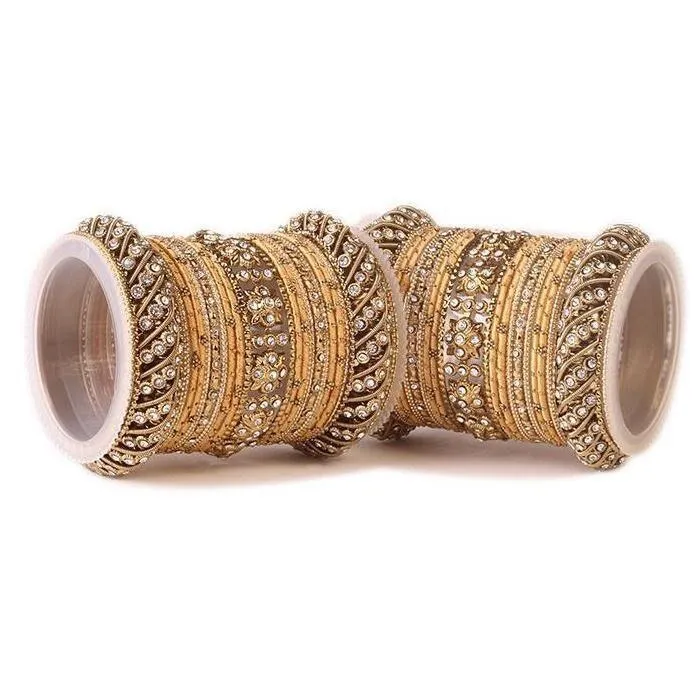 Green Silk Thread Stone Bangle Set for Both Hands