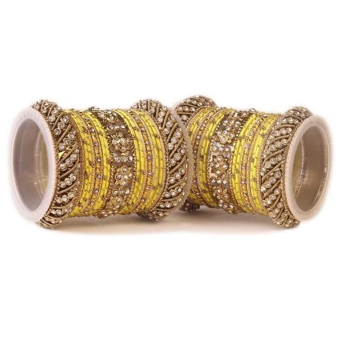 Green Silk Thread Stone Bangle Set for Both Hands
