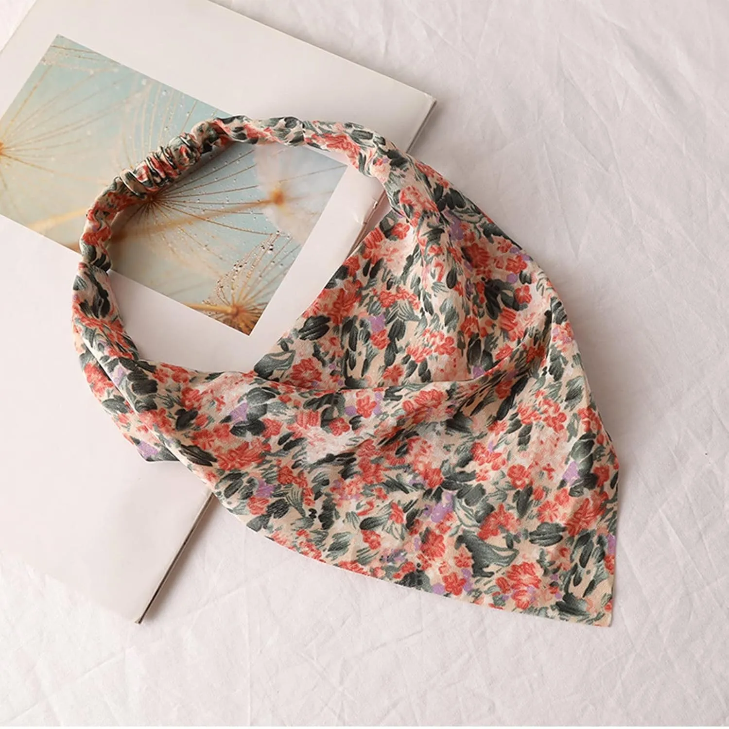 Hair Scarf Boho Floral Print Headband Head Kerchief Turban Headbands Triangle Hair Bandana Hair Accessores (F, One Size)