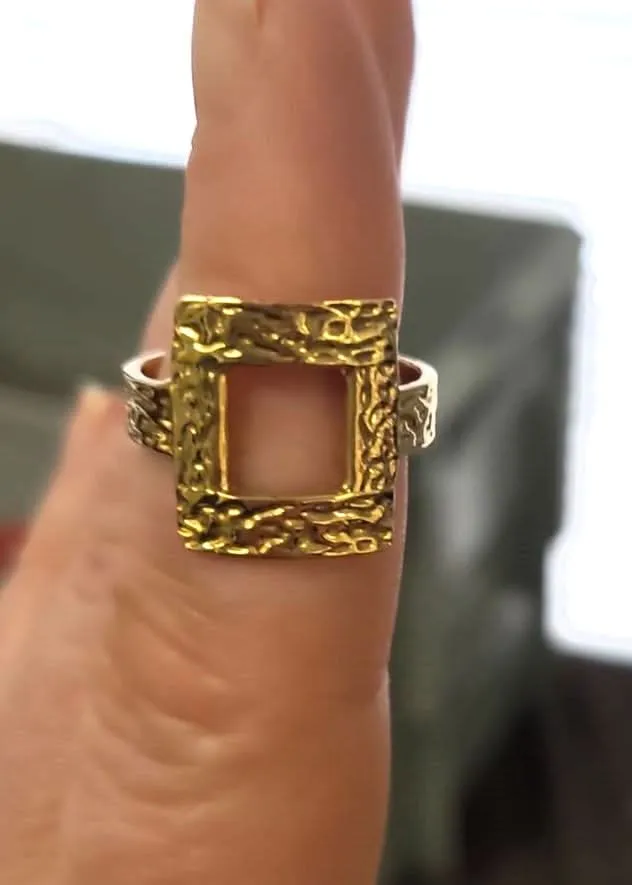 Hallemarked Square Ring - Brass