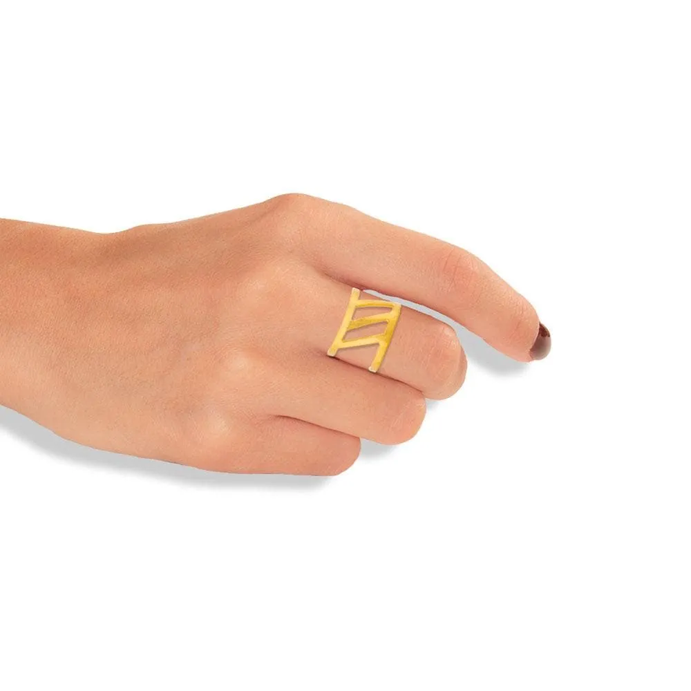 Handmade Gold Plated Silver Hammered Ring Ray Of Light